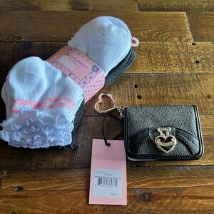 Juicy couture precious moments card case key Fob W Free Gift Juicy Socks